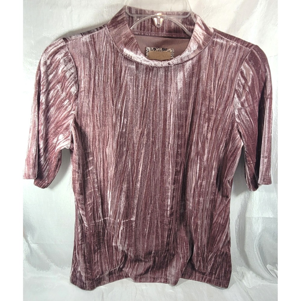 Anthropologie Pilcro Women's Crushed Velvet Short Sleeve Top - Rose‎ - Small